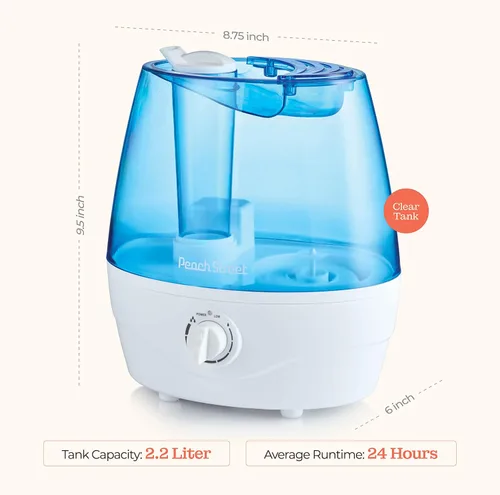 Vista 7 de Humidificadores de Niebla Fría para Dormitorio - Depósito de Agua de 2.2L, para Bebé, Oficina, Vaporizador de Aire Ultrasónico Silencioso, Nivel