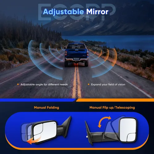 Vista 7 de ECCPP Espejos de Remolque Espejos de Remolque Con 2002-2008 Para Dodge Para Ram 1500 2003-2009 Para Dodge Para Ram 2500/3500 Ajuste Eléctrico