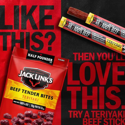 Vista 7 de Jack Link's Bocaditos Tiernos de Carne de Res, Teriyaki, Bolsa de Media Libra - Aperitivos de Proteína de Carne Sabrosos para Almuerzos, 10g