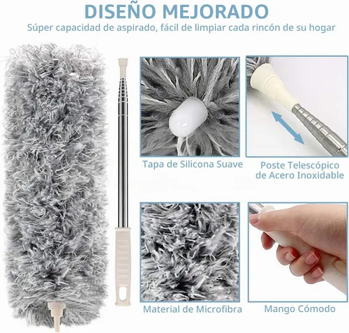 Vista 5 de Plumero con poste de extensión, 30-100 pulgadas y cabezal de microfibra Gris