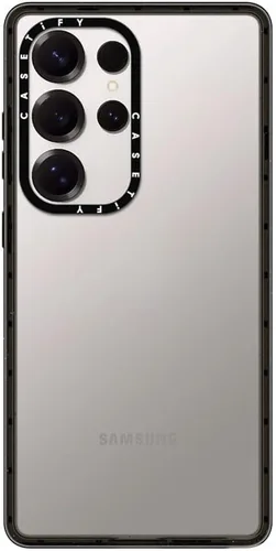 Vista 193 de CASETiFY Funda de impacto para Galaxy S22+ - Adhesivo Aries Moross, color negro transparente