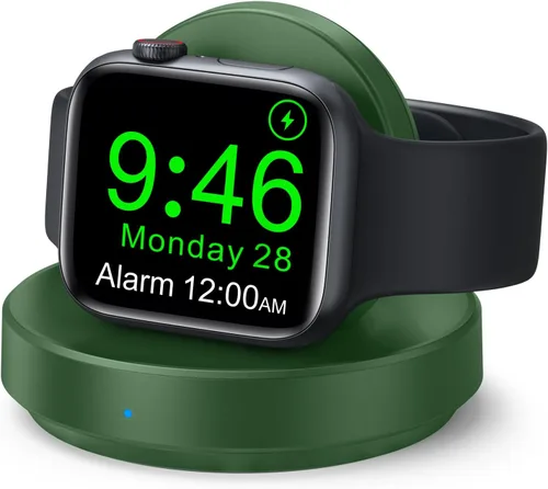 Vista 13 de ZAPOGO - Andamio de carga magnético portátil para Apple Watch, soporte de reloj inalámbrico de carga rápida con cable de carga, modo de mesita