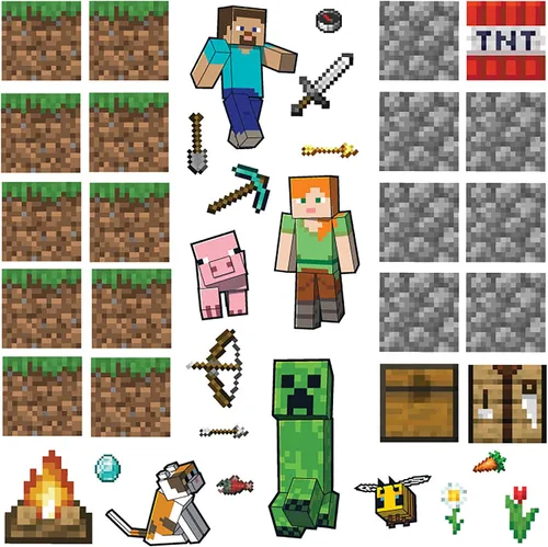Vista 6 de RoomMates RMK5007SCS Minecraft Come, duerme, extrae, crea cita adhesiva para pared