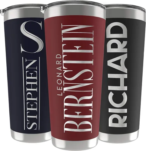 Vista 18 de Regalos personalizados para hombres, 30 onzas, vasos personalizados con tapa, azul marino, tazas de café de viaje aisladas, juego de popote