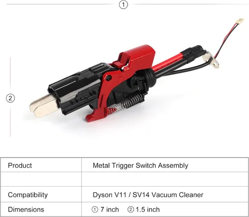 Vista 6 de Conjunto de interruptor de gatillo de metal compatible con Dyson V11 SV14 Partes de repuesto de botón de encendido de aspiradora