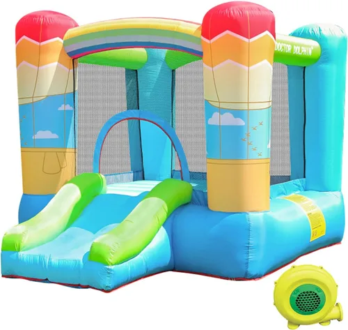 Vista 9 de Doctor Dolphin Castillo inflable de salto con túneles para niños pequeños de 3 a 8 años