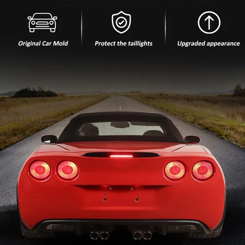 Vista 4 de Cubierta de marco de lámpara de faros traseros de automóvil para Chevrolet Corvette C6 2005-2013, luces reflectoras de parachoques trasero