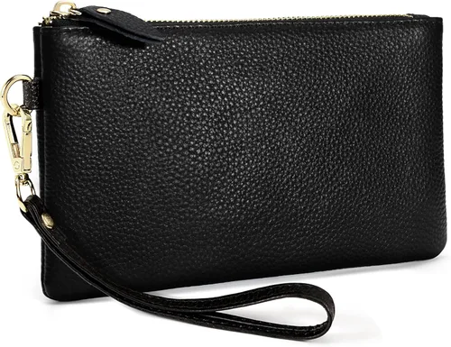 Vista 16 de YALUXE Women's Genuine Leather Wristlet Handbags Purses Clutch Wallet Bag 1- Correa de cuero blanco