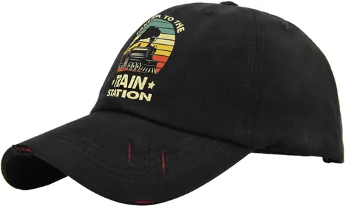 Vista 2 de Hat Take Him to The Train Station Baseball Caps, Vintage Baseball Cap for Men