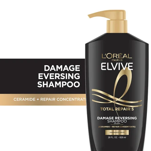Vista 2 de L'Oreal Paris Elvive Total Repair 5 Champú Reparador para Cabello Dañado Champú con Proteína y Ceramida para Cabello Fuerte Sedoso Brillante