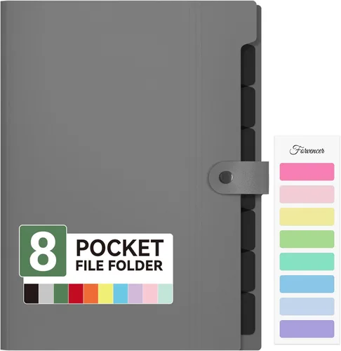Vista 9 de Forvencer Carpeta de archivos expandible con 8 bolsillos, organizador de archivos de acordeón tamaño carta, carpetas portátiles para documentos