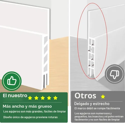 Vista 4 de Suptikes Paquete de 2 Topes de Corriente de Aire para Puerta, Barrido de Puerta para Puertas Exteriores e Interiores, Sello Inferior de Puerta Blanco