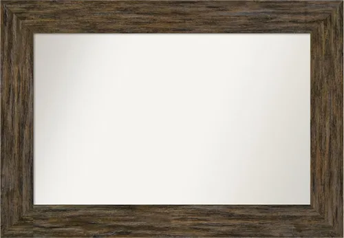 Vista 80 de Amanti Art Espejo personalizado, espejo de baño marrón Fencepost, espejo de pared o espejo de tocador de baño sobre el fregadero (27 x 27 pulgadas)