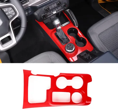 Vista 9 de RAZPOY Ajuste de panel de cambio Panel de centro de consola Portavasos Compatible con Ford Bronco Sport 2021-2024, Negro