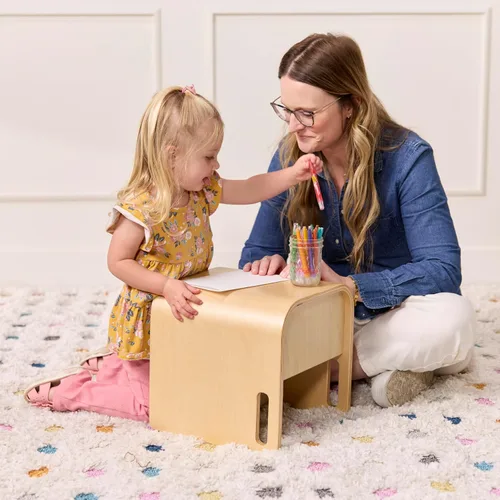 Vista 9 de ECR4Kids Silla cúbica multiusos de madera curvada, muebles para niños, natural