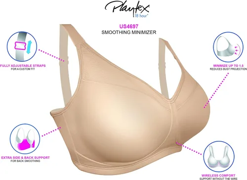 Vista 4 de Playtex Sujetador reductor sin varillas para mujer de 18 horas US4697