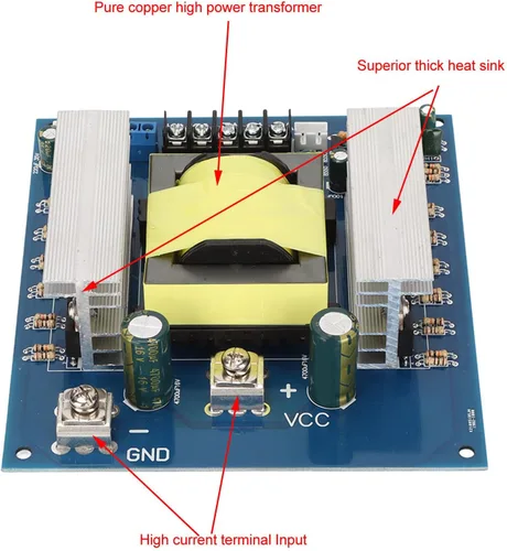 Vista 7 de Placa de módulo inversor profesional de 1000 W, convertidor de impulso inversor, transformador, potencia de alta frecuencia, CC 12 V 24 V a CA 18 V