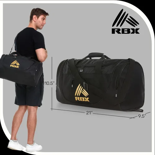 Vista 6 de RBX Bolsas de gimnasio para hombres, pequeña bolsa de gimnasio para mujeres con compartimento para zapatos, bolsa de lona para viajes, bolsa