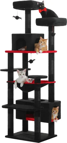 Vista 12 de PAWZ Road Árbol grande para gatos, torre para gatos de 72 pulgadas para gatos grandes, condominio para gatos con postes rascadores y almohadillas