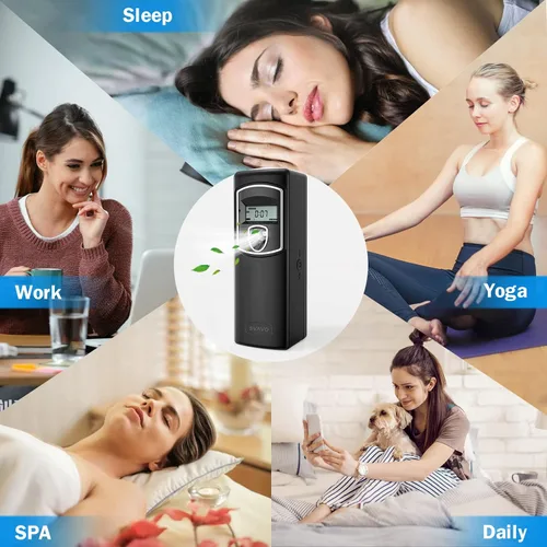 Vista 2 de Dispensador de fragancia automático LCD SVAVO - Dispensador de ambientador automático en aerosol programable, montaje en pared/independiente, ABS