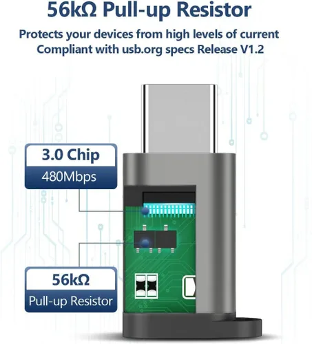 Vista 4 de JSAUX Adaptador micro USB (hembra) a USB C, paquete de 4, adaptador USB tipo C de aluminio con llavero de carga rápida compatible con Samsung Galaxy