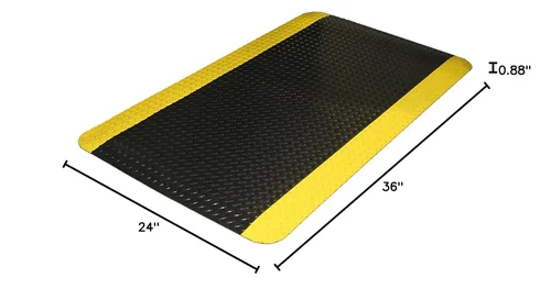 Vista 8 de Durable Corporation-442S - Tapete de vinilo resistente con esponja Diamond-DEK, antifatiga, 2 x 3 pies, negro con borde amarillo