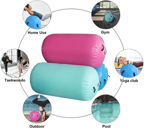 Vista 6 de Colchoneta inflable de gimnasia para gimnasia de 25/35/35 pulgadas, con bomba de aire eléctrica para entrenamiento, yoga, backflip, uso doméstico