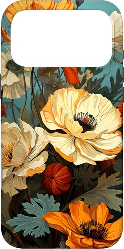 Vista 22 de Funda de flores mexicanas para iPhone 12 Pro Max Marigold Flower and Teal Aqua Blue Cyan