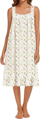 Vista 38 de YOZLY Camisones de algodón para mujer con bordado, sin mangas, con bolsillos S-XXXL