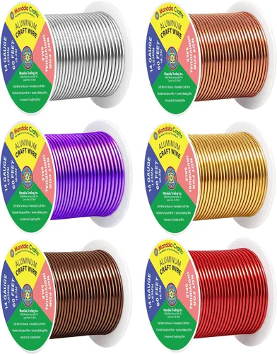 Vista 266 de Mandala Crafts - Alambre de aluminio anodizado de calibre 22 para hacer joyas - 137.2 m de alambre flexible surtido y coloreado - Doble para bonsái