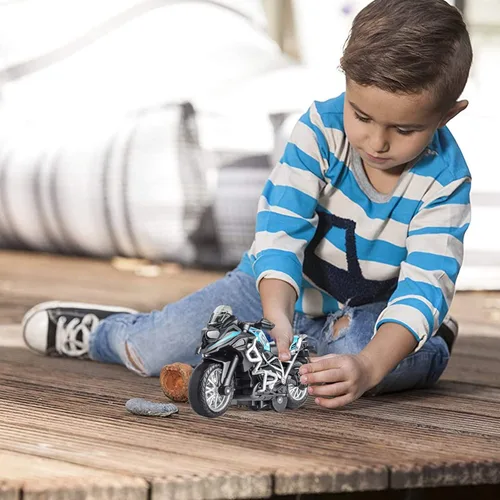 Vista 7 de Juguete de Motocicleta de Metal Fundido - Juguetes de Retroceso con Sonido y Luz, Juguetes de Motocicleta para Niños, Juguetes para Niños de 3-9 Azul