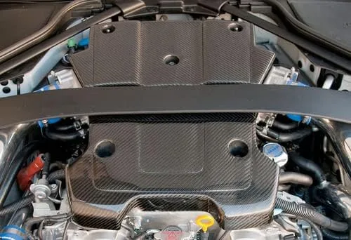 Vista 3 de 2 piezas de cubierta de motor de fibra de carbono real compatible con Nissan 370Z Z34 2009-2016, 2010 2011 2012 2013 2014 2015