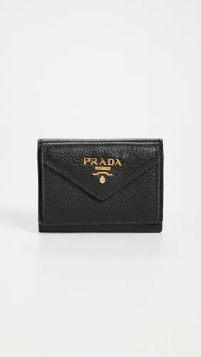 Vista 2 de Prada Cartera compacta Vitelllo Daino negra pre-amada para mujer, Negro