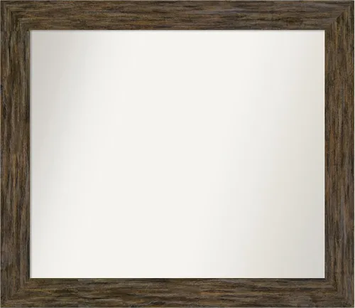 Vista 126 de Amanti Art Espejo personalizado, espejo de baño marrón Fencepost, espejo de pared o espejo de tocador de baño sobre el fregadero (27 x 27 pulgadas)
