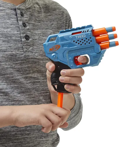 Vista 4 de Nerf Elite 2.0 Trio SD-3 Blaster – Incluye 6 dardos oficiales – 3 barriles – Riel táctico para personalizar la capacidad