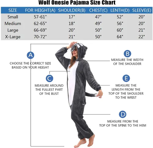 Vista 2 de Pijama de una pieza para adultos, disfraz de dibujos animados de animales para mujeres y hombres, cosplay, Halloween, lobo