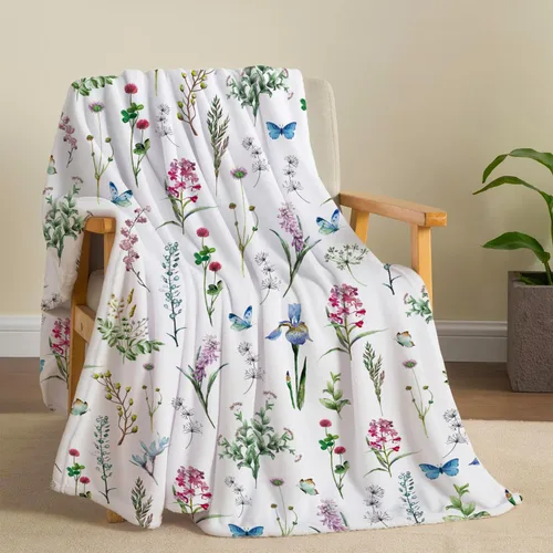 Vista 8 de Tupmnbry Manta floral de margaritas y girasoles, manta de franela súper suave, manta de cama ligera y esponjosa para cama, sofá y viajes, 50 x 60