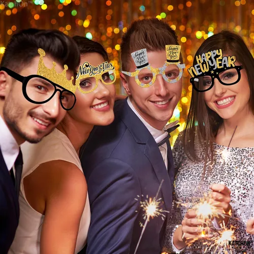 Vista 3 de KatchOn Gafas de Año Nuevo 2025 – Paquete de 12 Suministros para fiestas NYE 2025, gafas de sol de feliz año nuevo 2025, decoraciones