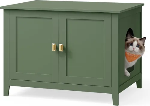Vista 8 de Feandrea Caja de arena para gatos, puertas dobles, manijas Blanco nube