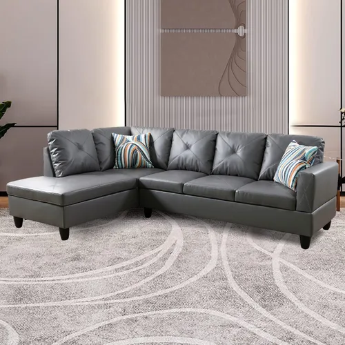 Vista 10 de A Ainehome Sofá seccional de muebles, moderno sofá de cuero en forma de L para sala de estar, apartamento y espacio pequeño