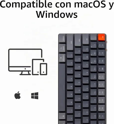 Vista 4 de Keychron K3 75% Layout 84-Key Teclado mecánico inalámbrico Bluetooth ultradelgado intercambiable en caliente con interruptor rojo óptico Keychron