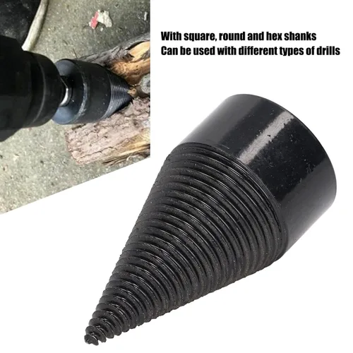 Vista 3 de Wood Splitter Drill Bits, Easy Log Splitting Drill Bits Firewood Log Splitter Bit Set Wood Splitting Wedge Tools Compatible with Hand or Electric