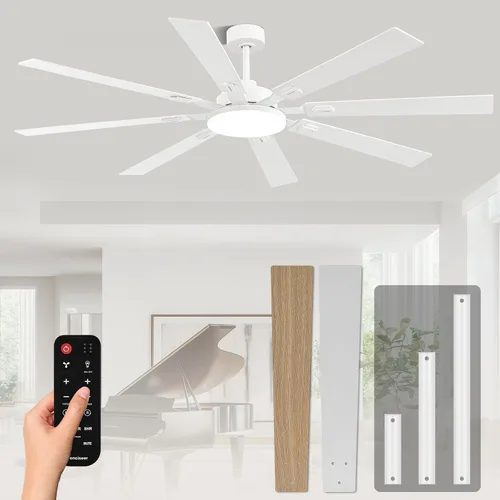 Vista 8 de Conciseer - Ventiladores de techo de 52 pulgadas con luces y control remoto para dormitorio, sala de estar, cocina, oficina, uso interior/exterior