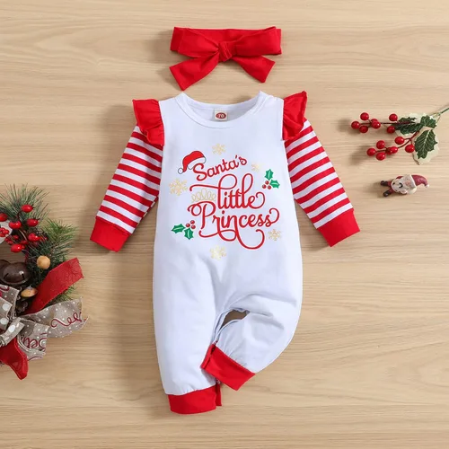 Vista 2 de BOUTIKOME Traje de Navidad para bebé niña disfraz de Papá Noel y princesa con volantes y manga larga para recién nacido