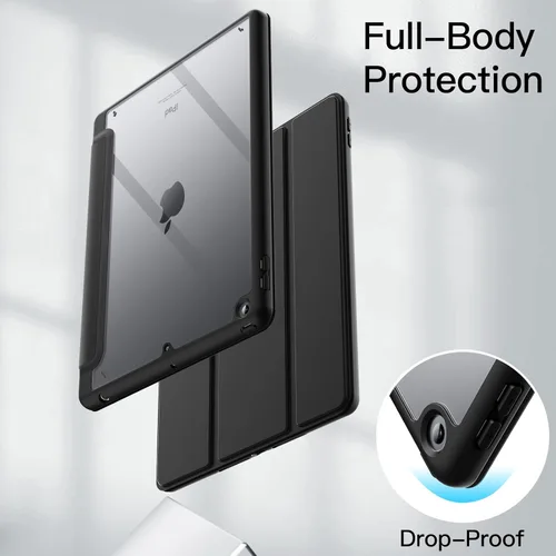 Vista 4 de JETech Funda para iPad de 9.7 pulgadas (6ª/5ª generación, 2018/2017) con soporte para lápices, carcasa trasera transparente transparente y delgada