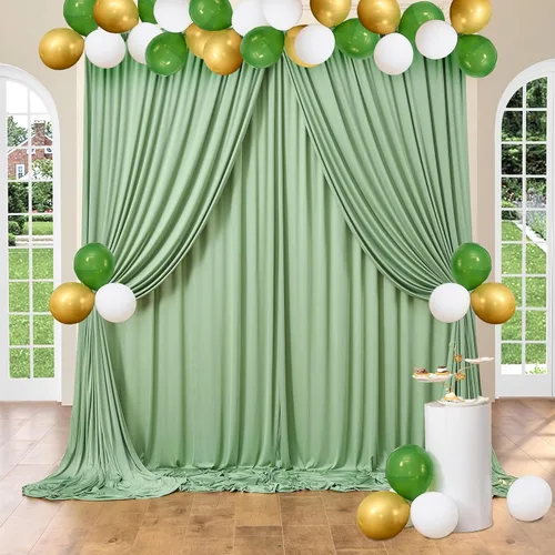 Vista 40 de Cortina de fondo azul bebé de 10 pies x 8 pies sin arrugas para fiesta, cortinas de fondo de poliéster azul para fotografías, decoraciones para baby