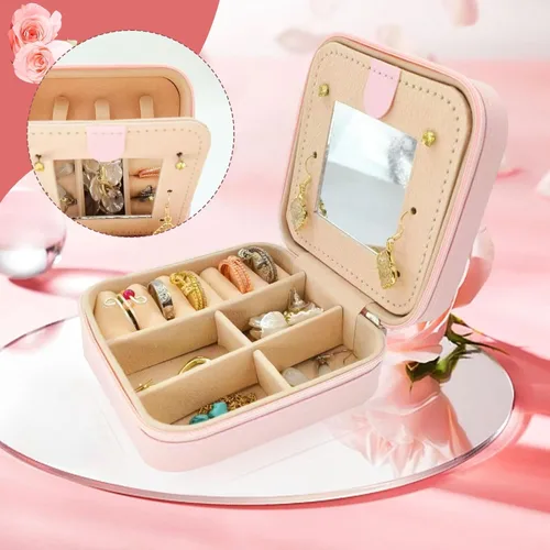 Vista 5 de Regalos para el día de la madre para mujeres, joyero de viaje, caja organizadora de joyas, cajas de joyería esenciales de viaje para mujeres