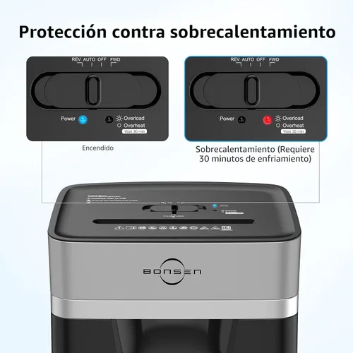 Vista 6 de BONSEN Trituradora de papel resistente de corte cruzado de 14 hojas