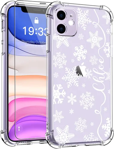 Vista 11 de LUXVEER Funda para iPhone 11 Pro con protector de pantalla, elegante diseño floral en TPU suave transparente, ajuste delgado, funda protectora