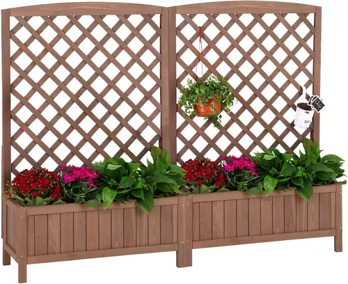 Vista 8 de Aivituvin Cama de jardín elevada, maceta de madera elevada con soporte de patas para patio trasero, patio, balcón con forro de cama, para verduras